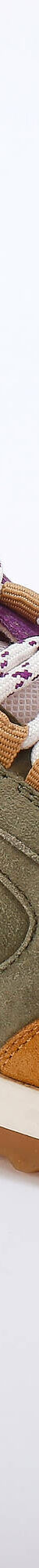 Baskets sneakers cuir, empiècements fantaisie contrastés (kaki / beige) Baskets sneakers cuir, empiècements fantaisie contrastés (kaki / beige)